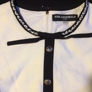 Karl Lagerfeld Colorblocked Tie-Neck Dress